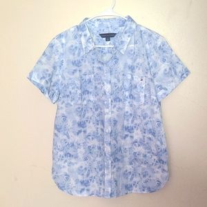Tommy Hilfiger Button Down Blue & White Tie Dye Shirt